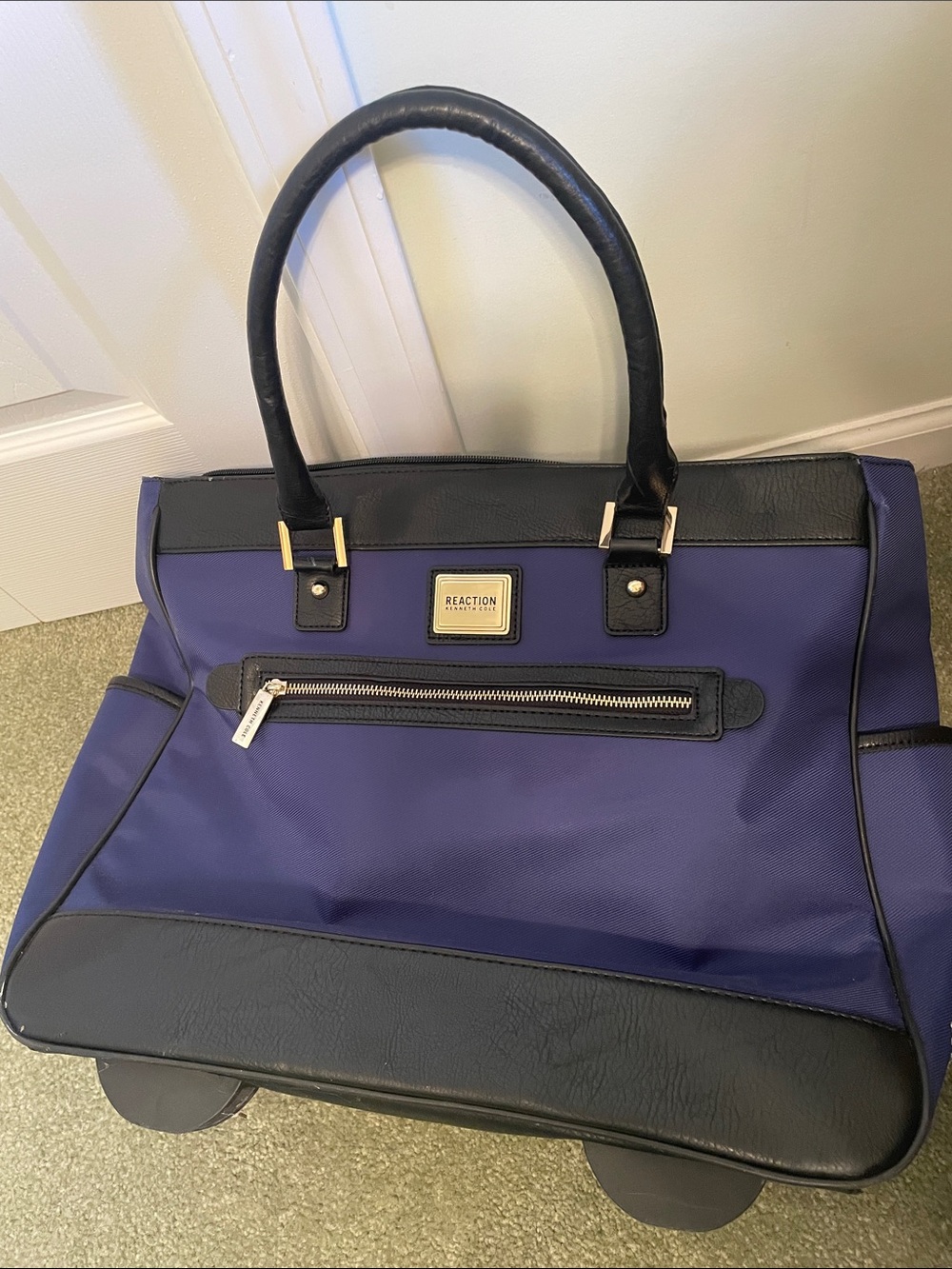 Kenneth Cole Reaction Purple Tote with Black Trim and Gold Accents
